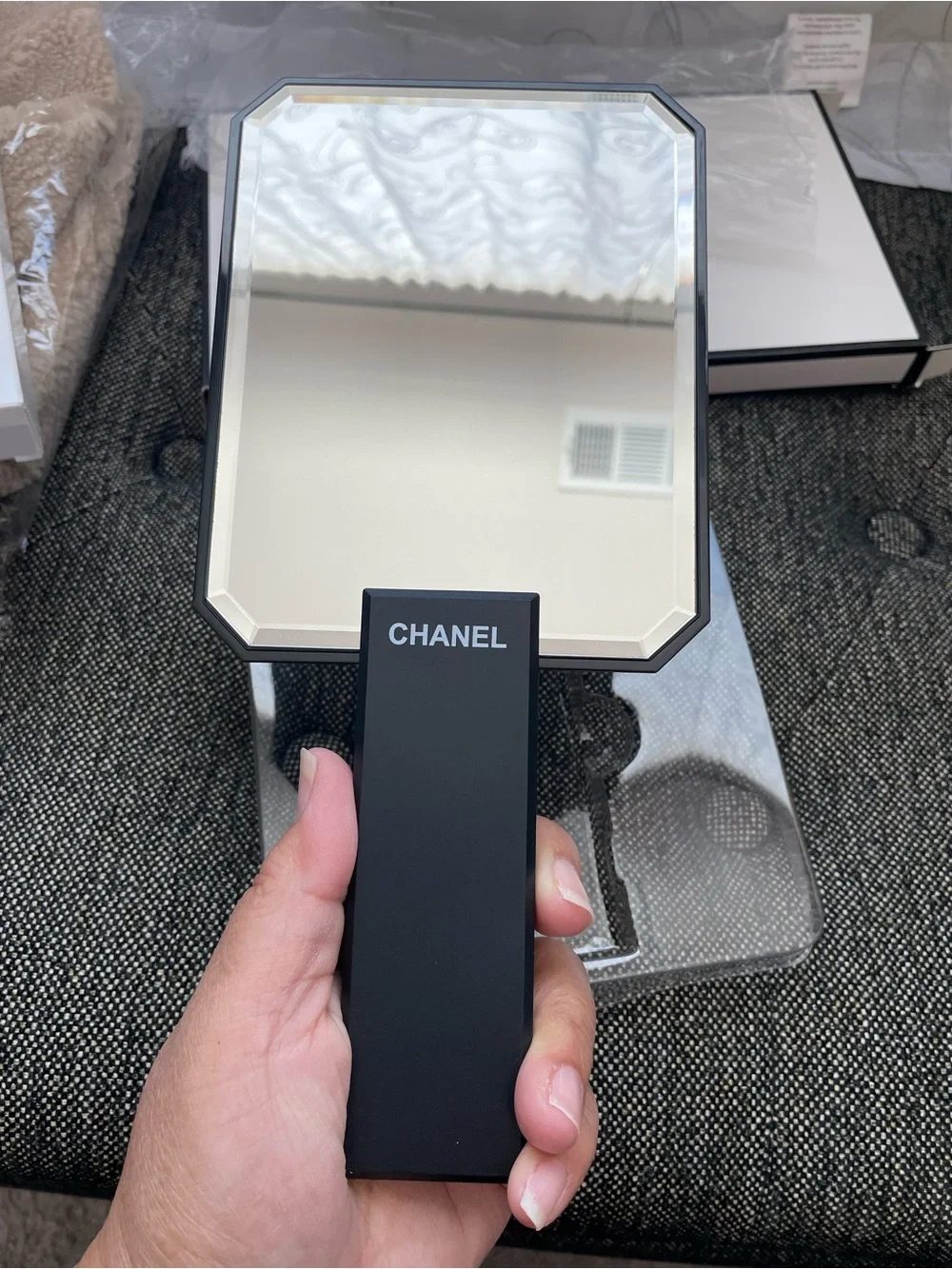 CHANEL Black & Silver Octagonal Hand Mirror GWP from Chanel